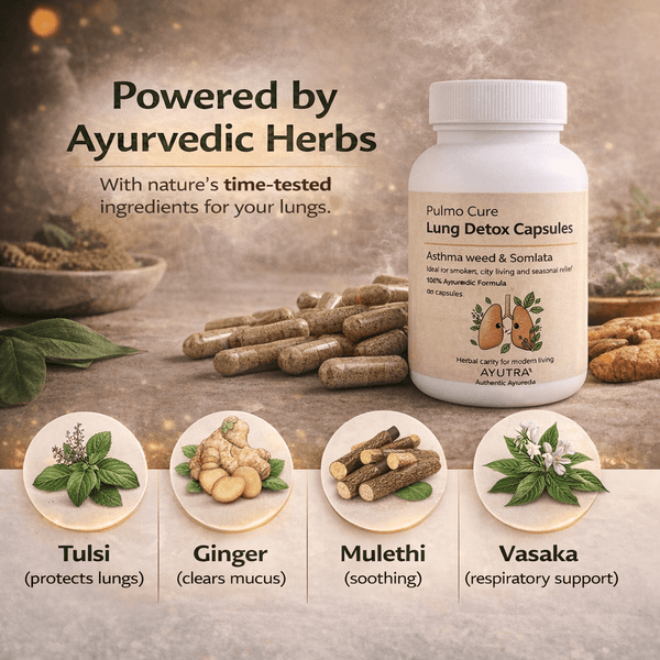 Ayutra's PulmoCure – Ayurvedic Lung Detox Capsules (60 Capsules) - Ayutra